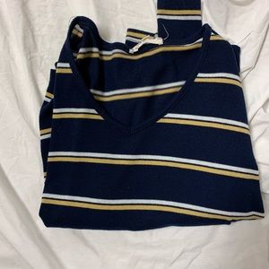 striped long sleeve, with tie detail on sides.